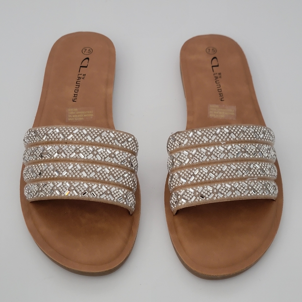 CL By Laundry Roni Rhinestone Slide Sandal Size 7.5